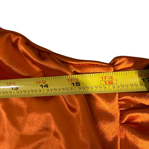 SHEIN Orange Satin Twist-Front Satin Midi Dress L Cutout Long Sleeve Slit - Picture 5 of 10